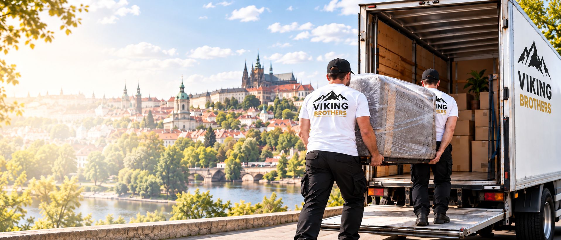 Stěhováci Viking Brothers při stěhování v Praze
